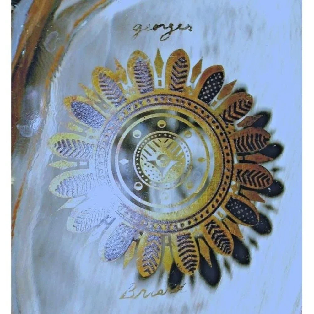 M CM Georges Briard REGALIA Atomic Shaped‎ Bowl Dish on Orig Wood Pedestal Base